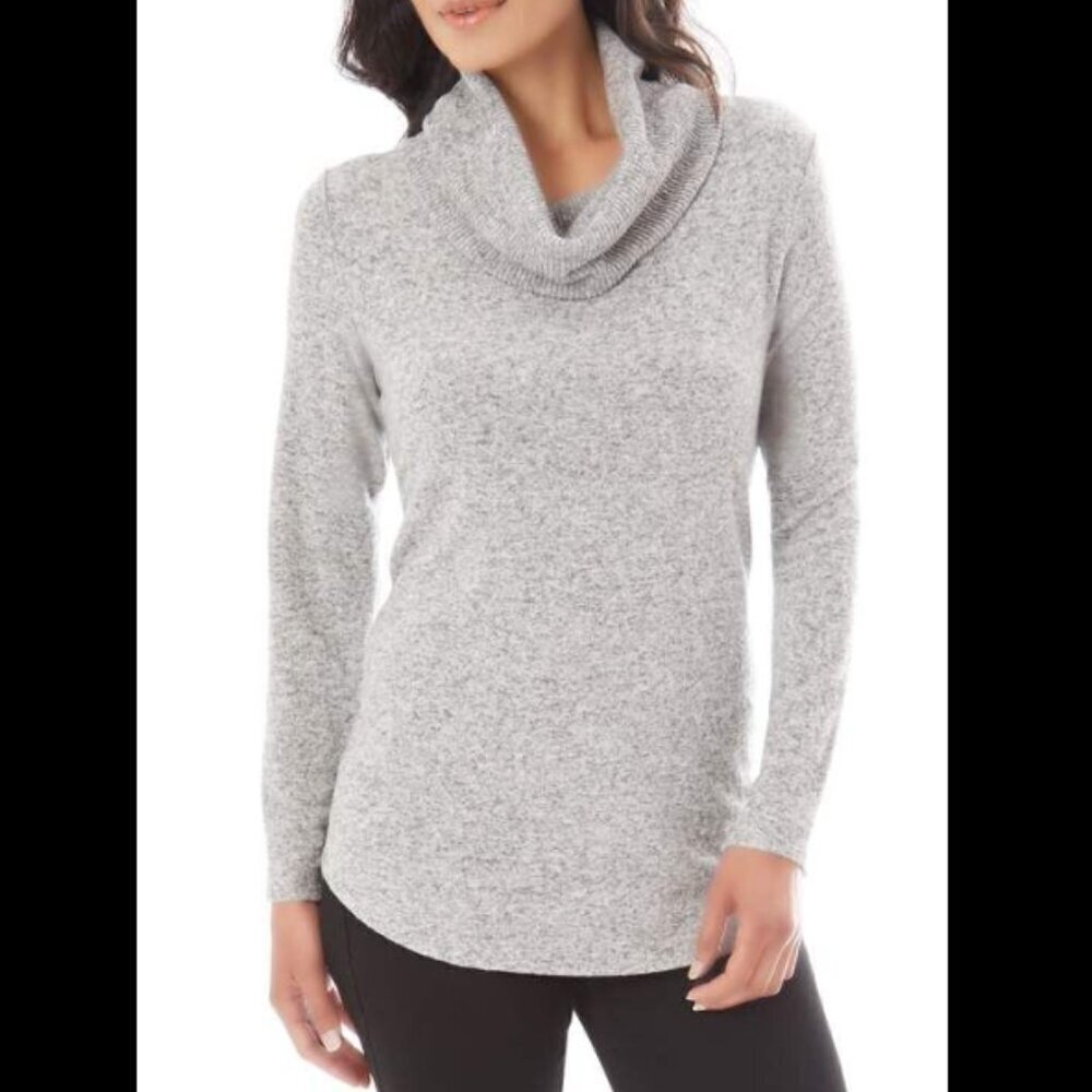 Apt. 9 Women's Size Petite Medium Cowl Neck Sweater Pullover Light Heather Gray
